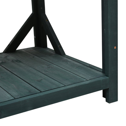 TOPMAX 65in wooden farmhouse outdoor potting bench table in dark teal HouseOfZazla on Tampa Home & Garden Store