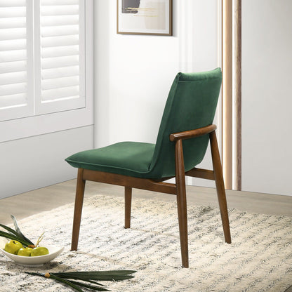 Monza Contemporary Dining Chair Set with green upholstery and solid wood frame on Tampa Home & Garden Store