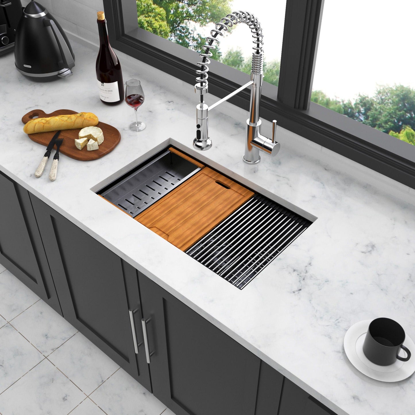 Single Bowl Workstation Sink with Stainless Steel