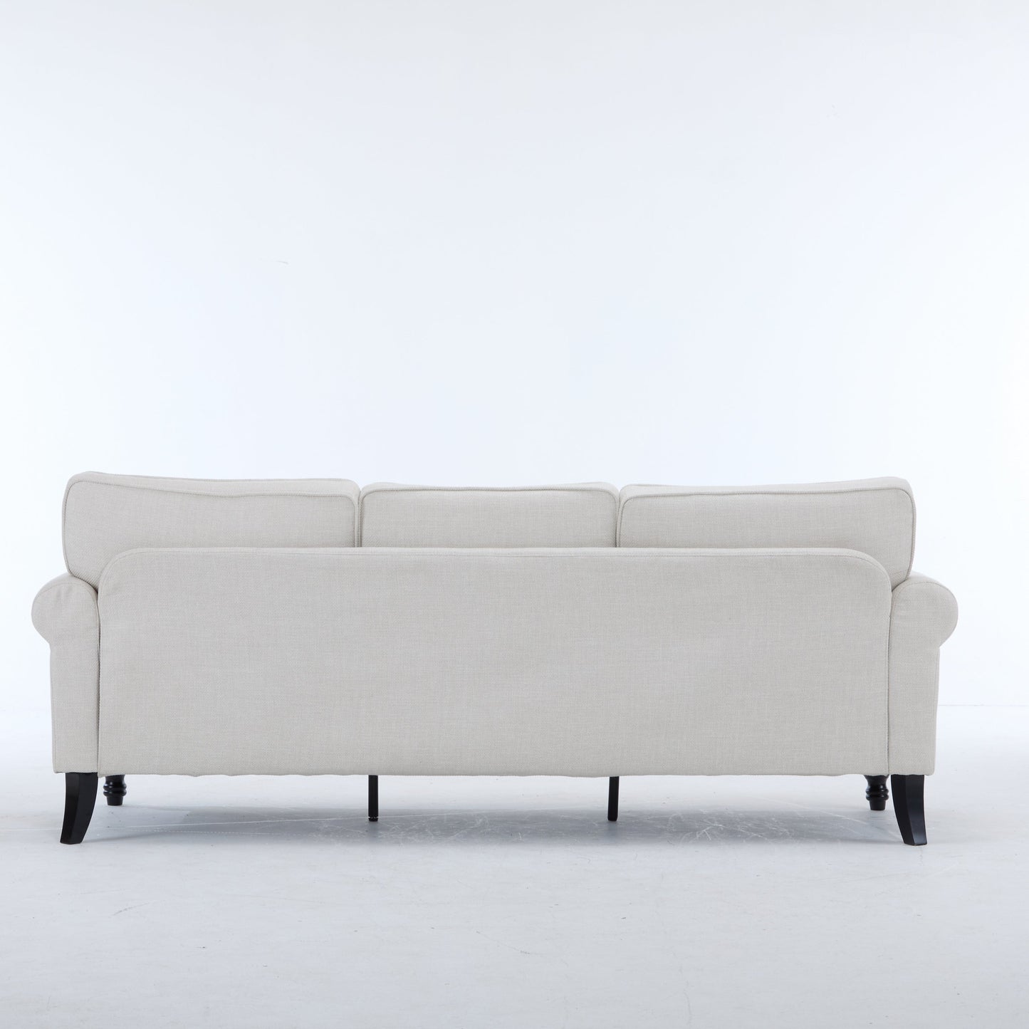 83 inch rolled-arm sofa in beige fabric with rounded arms on Tampa Home & Garden Store