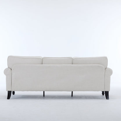 83 inch rolled-arm sofa in beige fabric with rounded arms on Tampa Home & Garden Store