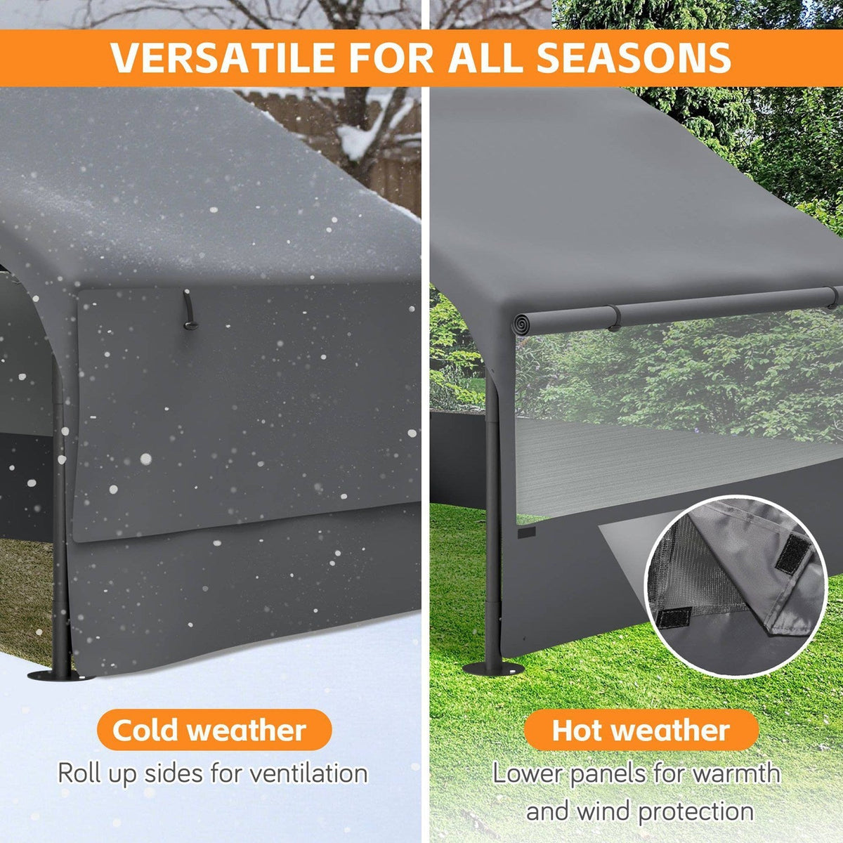 Extra large outdoor dog house tent 4x4x3ft with mesh windows GemGear roll-up ventilation on Tampa Home & Garden Store