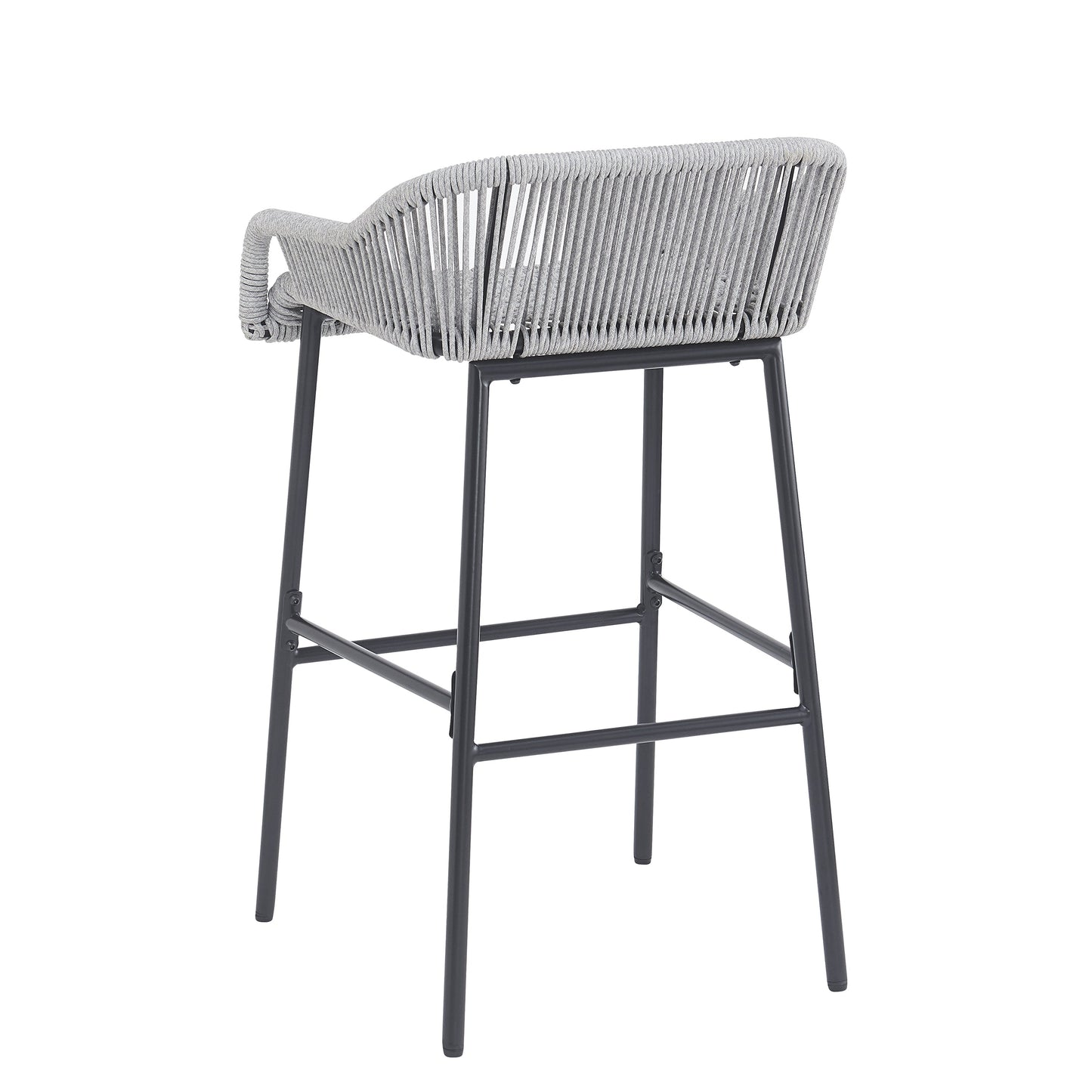 La Push outdoor rope bar stool set of 2, light gray woven rope seat and back, HouseOfZazla on Tampa Home & Garden Store