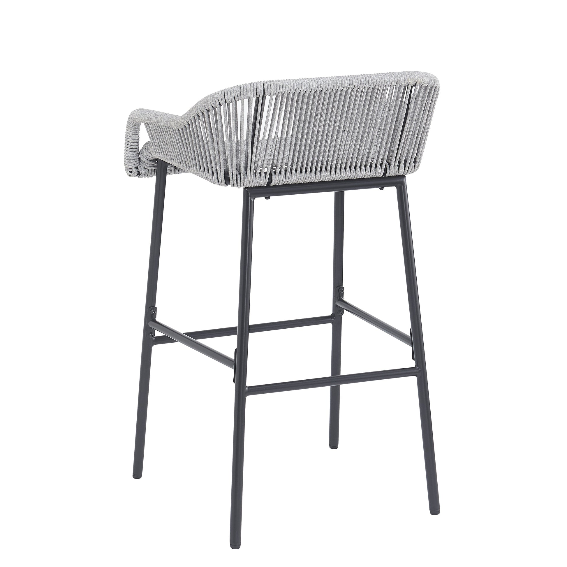 La Push outdoor rope bar stool set of 2, light gray woven rope seat and back, HouseOfZazla on Tampa Home & Garden Store