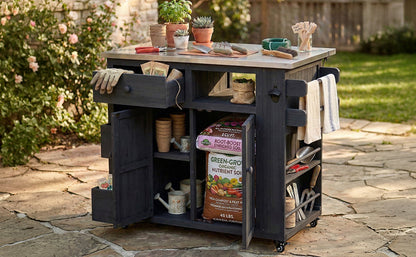 Extendable Outdoor Kitchen Island and Cart