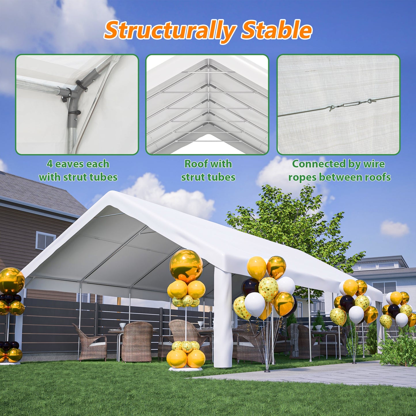 20x32 ft party tent white canopy with steel frame and removable sidewalls HouseOfZazla on Tampa Home & Garden Store