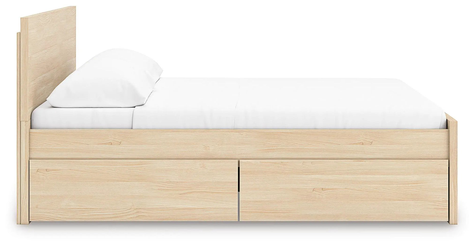 Onita panel platform bed by Unique Piece Furniture with built-in storage drawers in oak on Tampa Home & Garden Store