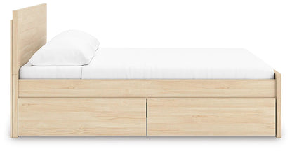 Onita panel platform bed by Unique Piece Furniture with built-in storage drawers in oak on Tampa Home & Garden Store