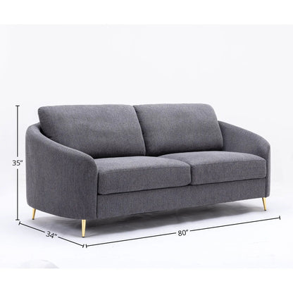 Sofa gray linen, stationary sofa by Unique Piece Furniture, 80in wide with gold legs on Tampa Home & Garden Store