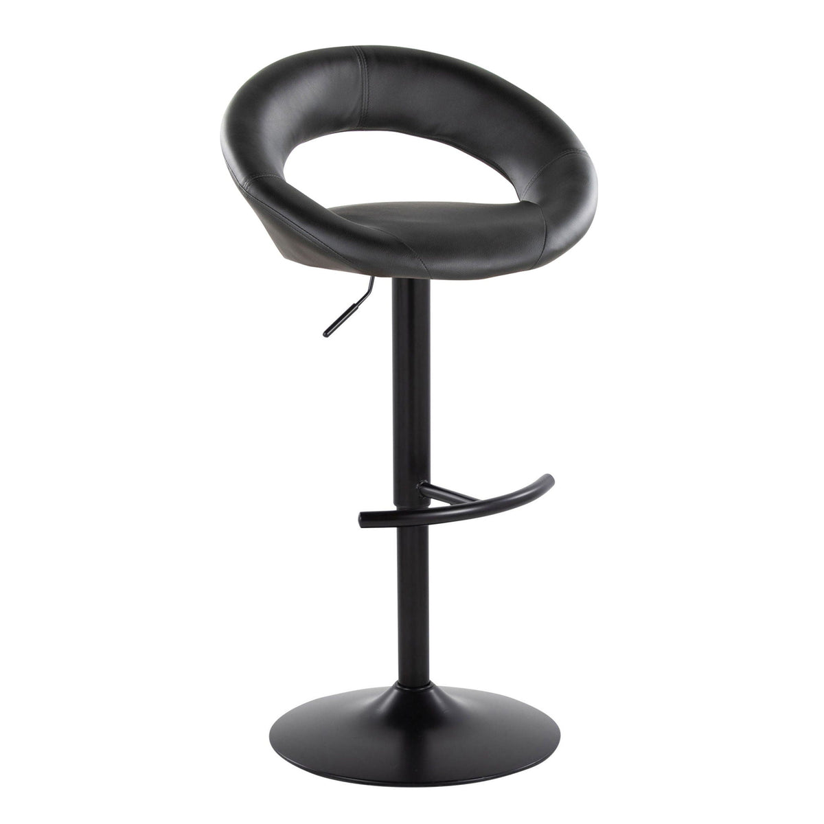 Contemporary black adjustable barstool with swivel and rounded T footrest on Tampa Home & Garden Store