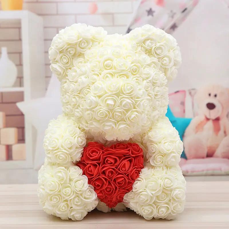 Bear made of white roses with red rose heart, FLIPSTYLEZLLC Valentine gift on Tampa Home & Garden Store