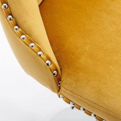 Swivel adjustable-height bar stools set of 2 mustard velvet with studded trim HouseOfZazla on Tampa Home & Garden Store