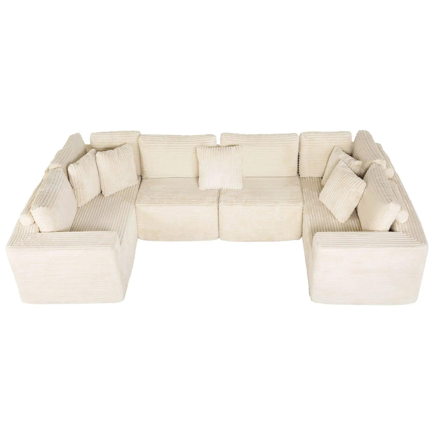 Modular U shaped beige corduroy sectional sofa by Unique Piece Furniture with modules on Tampa Home & Garden Store
