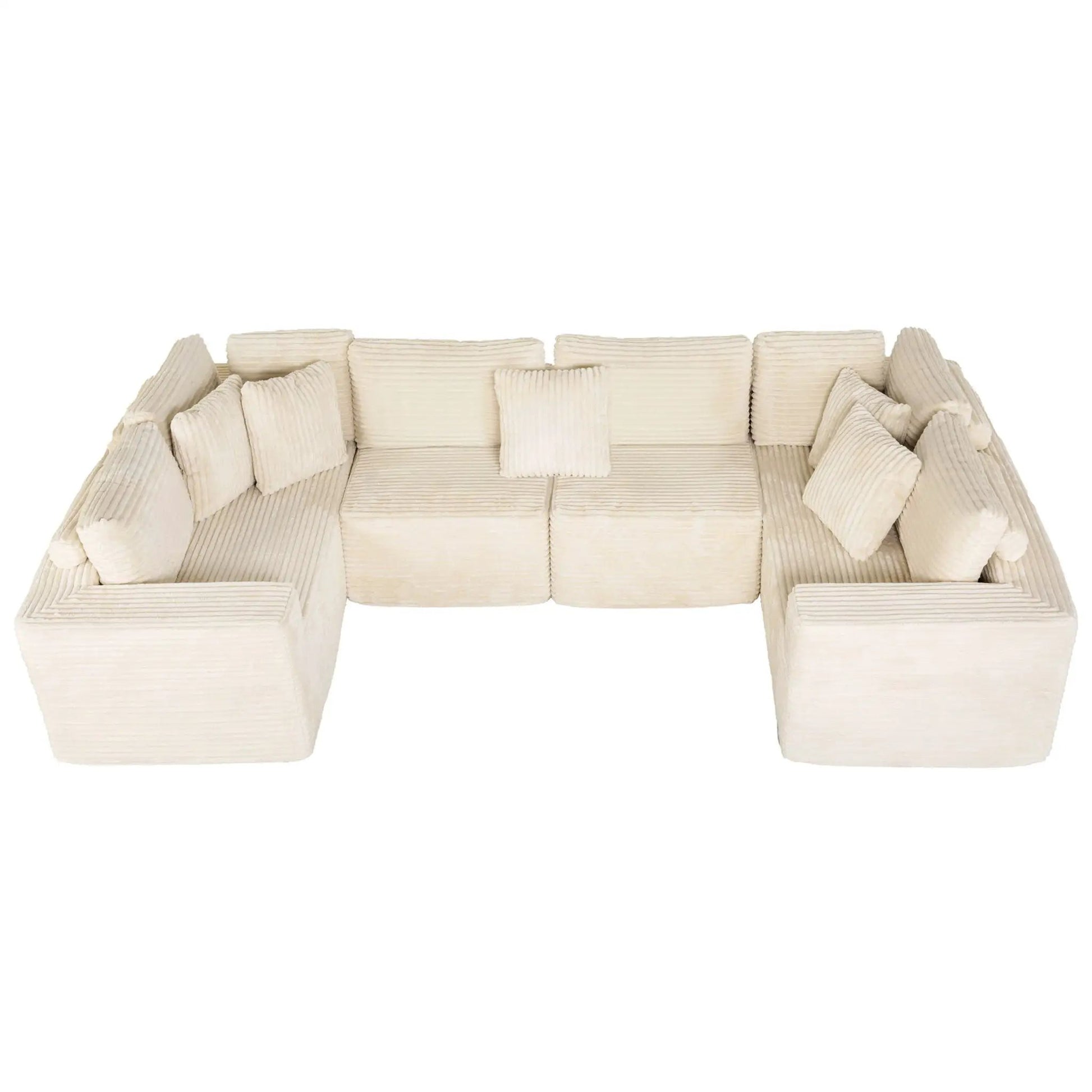 Modular U shaped beige corduroy sectional sofa by Unique Piece Furniture with modules on Tampa Home & Garden Store
