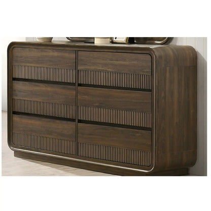 Flair Dresser With Rounded Edges 6 Drawers Brown