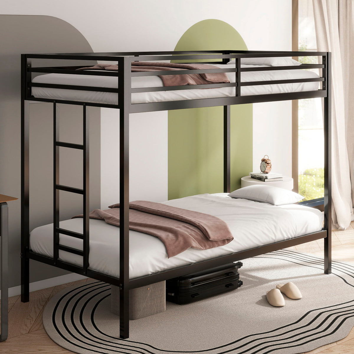 Adam Twin Over Twin Bunk Bed black metal frame by HouseOfZazla on Tampa Home & Garden Store