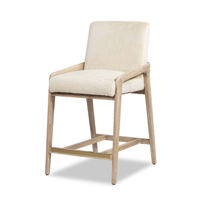 Solid ash wood counter height stool with cream upholstered seat and back HouseOfZazla on Tampa Home & Garden Store