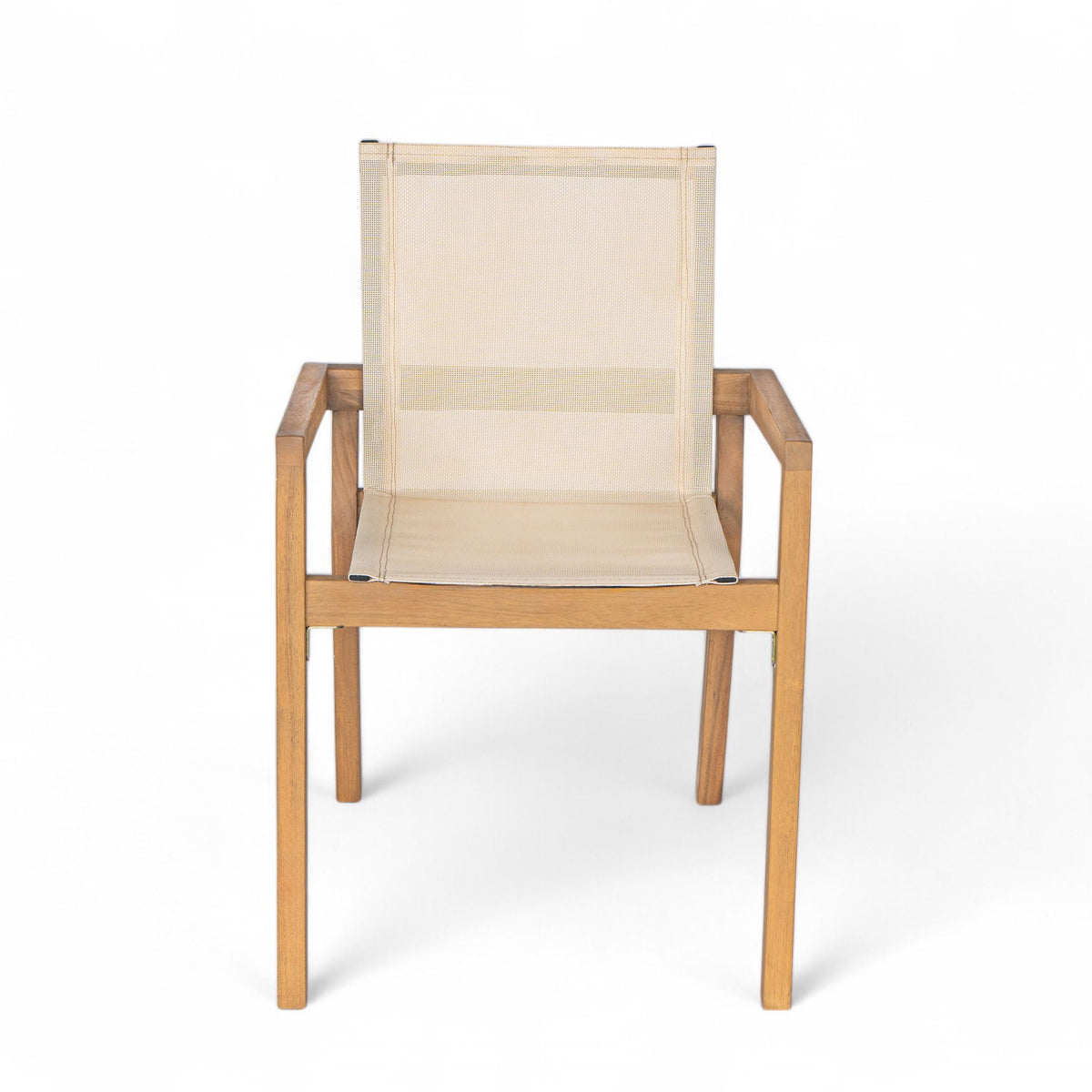 Belfast dining chair set with mesh seating, acacia wood frame for outdoors on Tampa Home & Garden Store