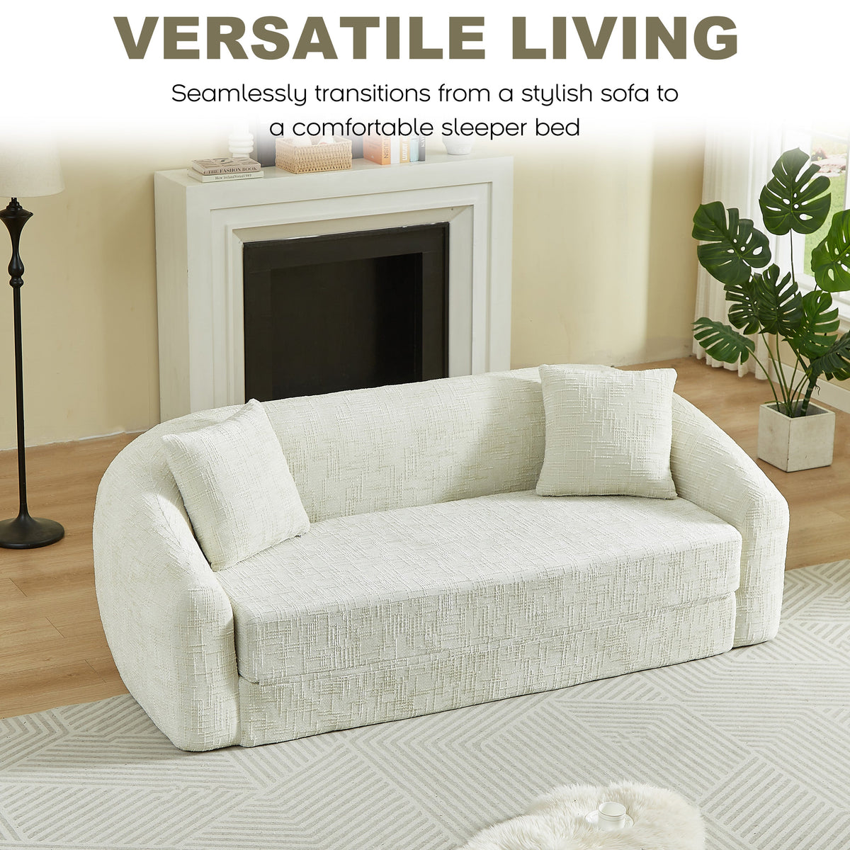 Chenille Curved Convertible Sofa And Recliner