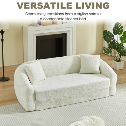 Chenille Curved Convertible Sofa And Recliner
