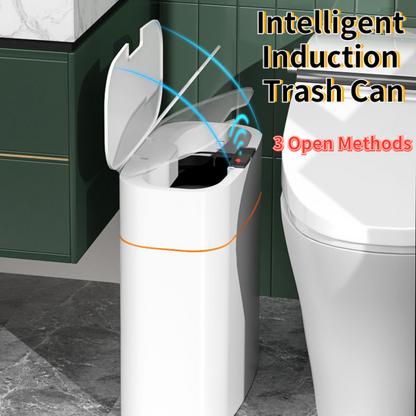 Perfecsy smart trash can with lid, white plastic compact induction sensor dustbin for home on Tampa Home & Garden Store