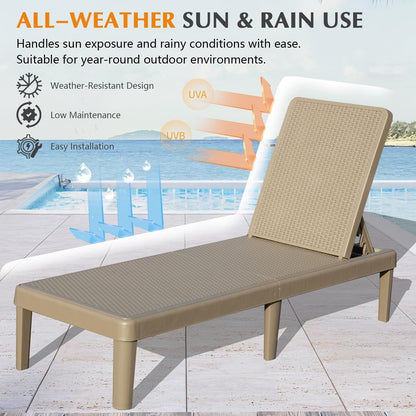 Pool lounge chairs set of 2 with adjustable backrests tan plastic HouseOfZazla on Tampa Home & Garden Store