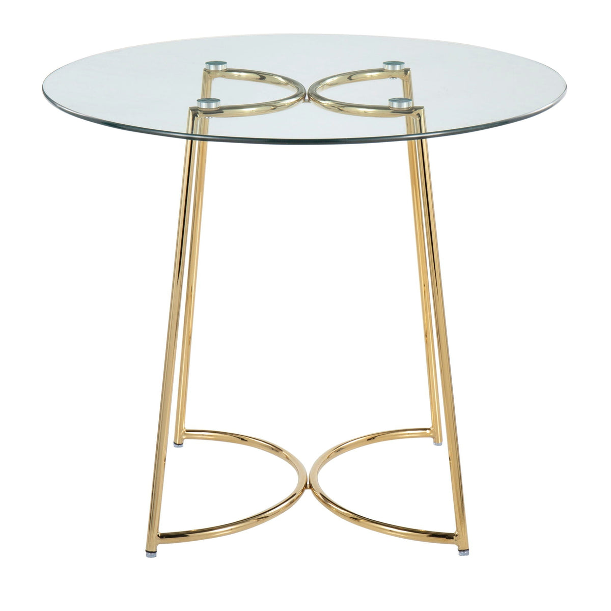 Cece Contemporary Glass Dinette Table with Gold Metal Frame, round clear top on Tampa Home & Garden Store