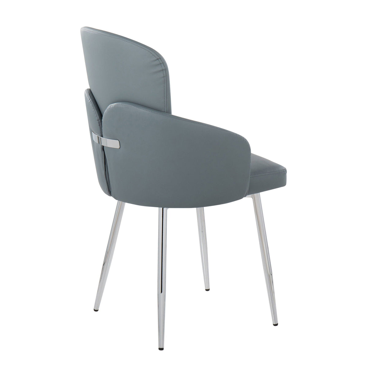 Contemporary dining chair with upholstered blue-gray seat and chrome legs by HouseOfZazla on Tampa Home & Garden Store