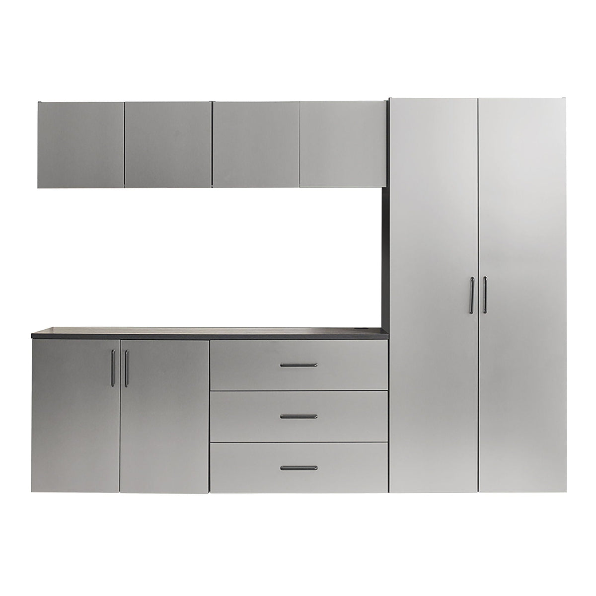 Garage cabinet set by HouseOfZazla in metallic gray with soft closing drawers on Tampa Home & Garden Store