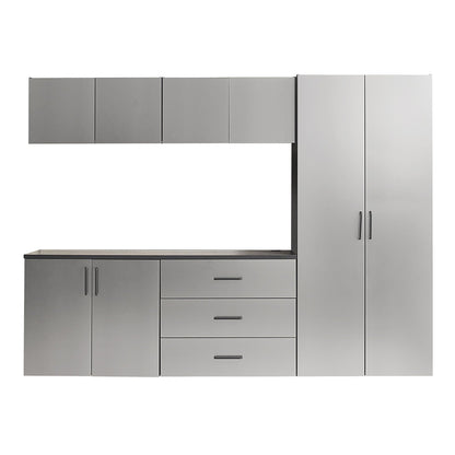 Garage cabinet set by HouseOfZazla in metallic gray with soft closing drawers on Tampa Home & Garden Store