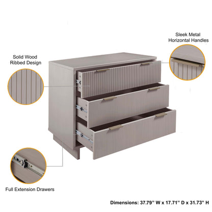 Solid wood 3-drawer dresser with ribbed fronts and full-extension drawers by HouseOfZazla on Tampa Home & Garden Store