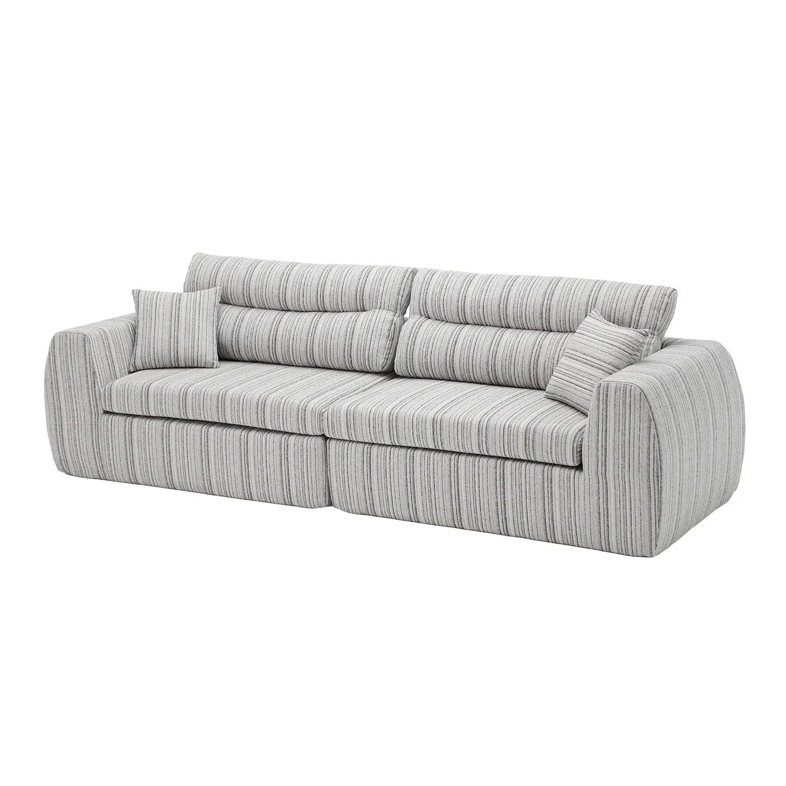 3 Seater Couch with striped grey fabric and cushions by Unique Piece Furniture on Tampa Home & Garden Store