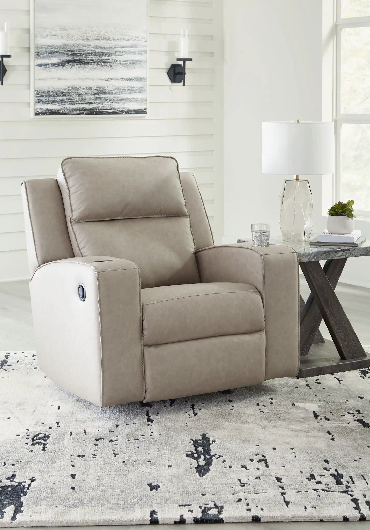 Lavenhorne Rocker Recliner Pebble by Unique Piece Furniture in a cozy living space on Tampa Home & Garden Store