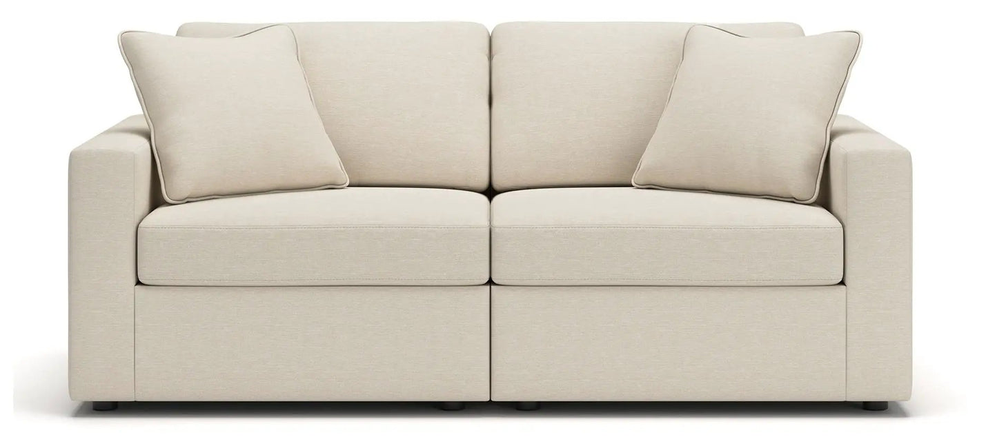 Modmax Oyster stationary sectional sofa in beige linen with two back cushions on Tampa Home & Garden Store
