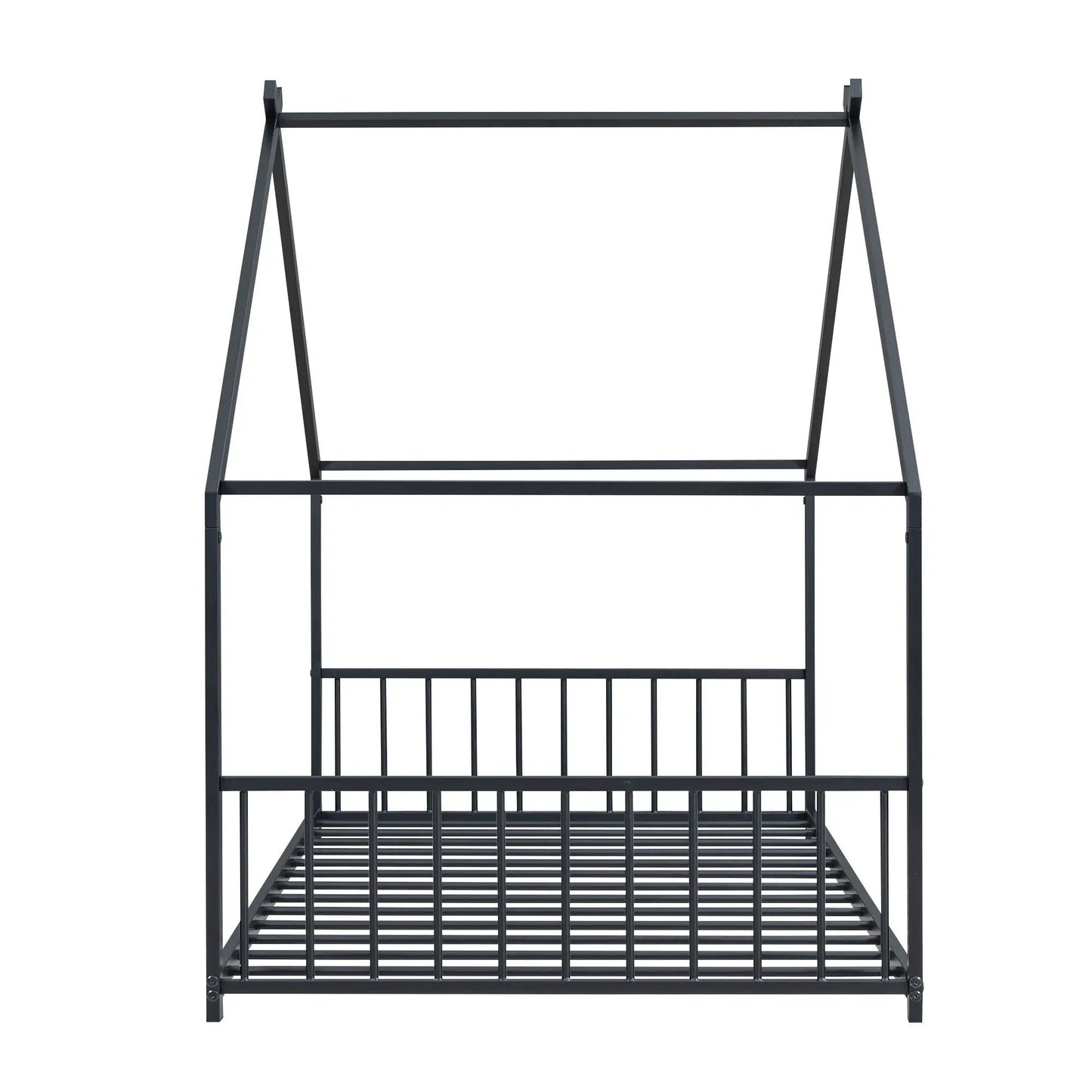Metal House Bed canopy frame in dark gray metal with slatted base by Unique Piece Furniture on Tampa Home & Garden Store