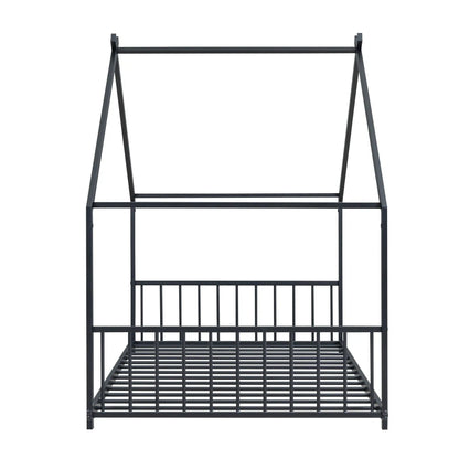 Metal House Bed canopy frame in dark gray metal with slatted base by Unique Piece Furniture on Tampa Home & Garden Store