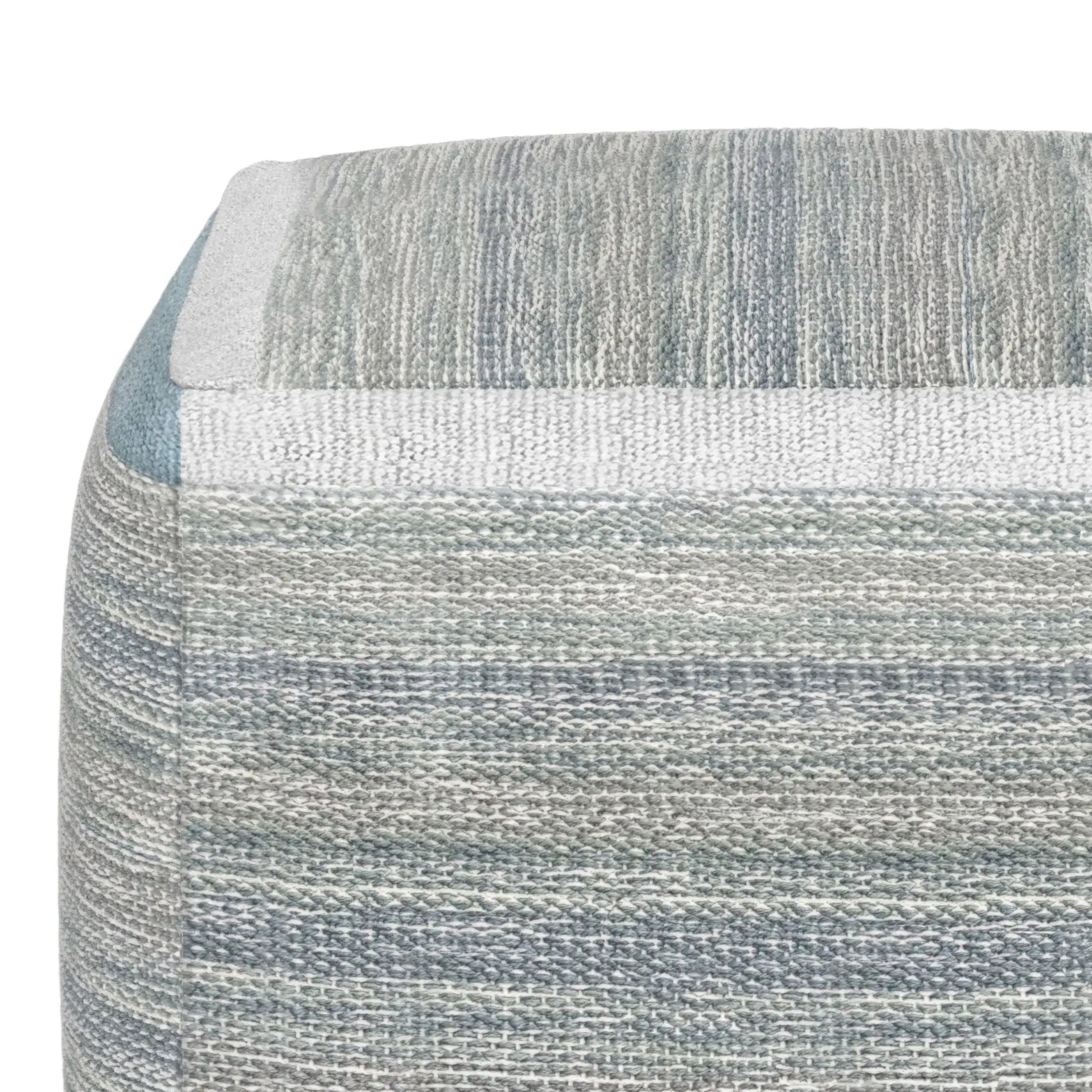 Naya Upholstered Cube Pouf blue-gray woven fabric accent pouf by Unique Piece Furniture on Tampa Home & Garden Store