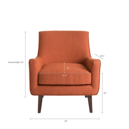 Accent Chair Upholstered With Legs Burnt Orange