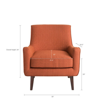 Burnt orange accent chair upholstered fabric with solid wood legs HouseOfZazla armchair on Tampa Home & Garden Store
