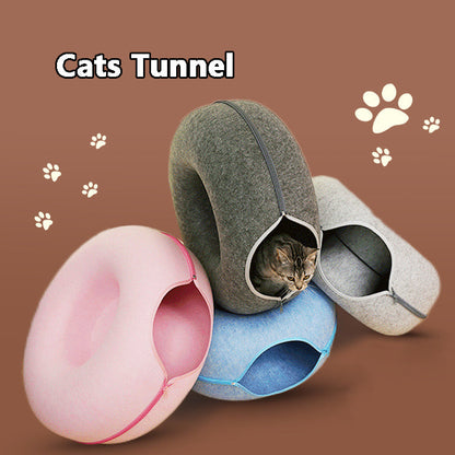 Sell My Stuff Cats Tunnel wool felt nest set in pink grey with cat inside grey tunnel on Tampa Home & Garden Store