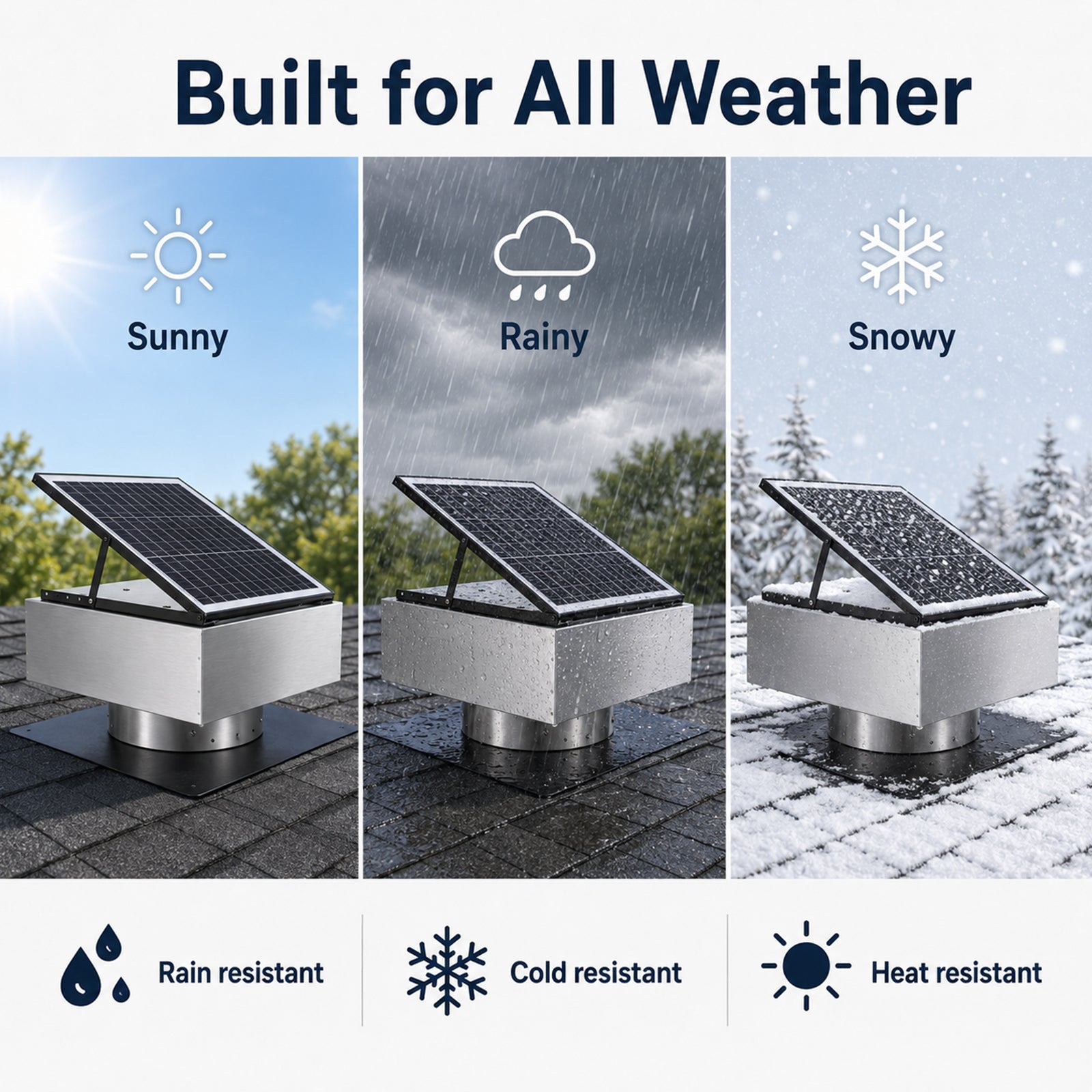 12-inch stainless steel solar roof vent fan with tilt-adjustable panel, HouseOfZazla 3 views on Tampa Home & Garden Store