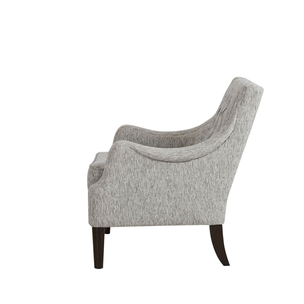 Gray button-tufted accent armchair with curved arms and removable cushion by HouseOfZazla on Tampa Home & Garden Store