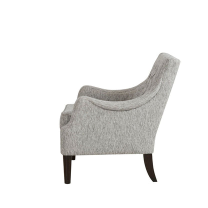 Gray button-tufted accent armchair with curved arms and removable cushion by HouseOfZazla on Tampa Home & Garden Store