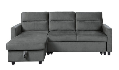 Ivy reversible sleeper sectional sofa with storage chaise and side pocket, gray, HouseOfZazla on Tampa Home & Garden Store