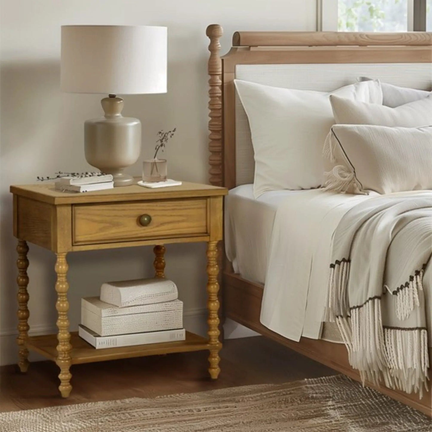 Traditional wooden nightstand with drawer and shelf by Unique Piece Furniture bedside table on Tampa Home & Garden Store