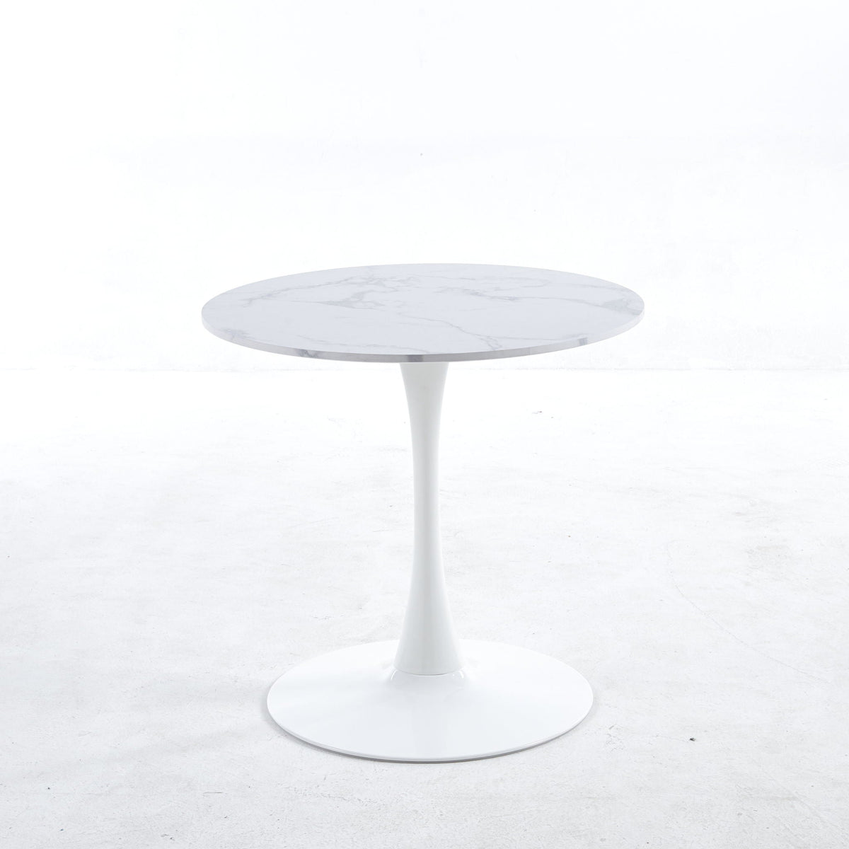 Tulip Special Dining Table with Round Marble Top in white with pedestal base by HouseOfZazla on Tampa Home & Garden Store