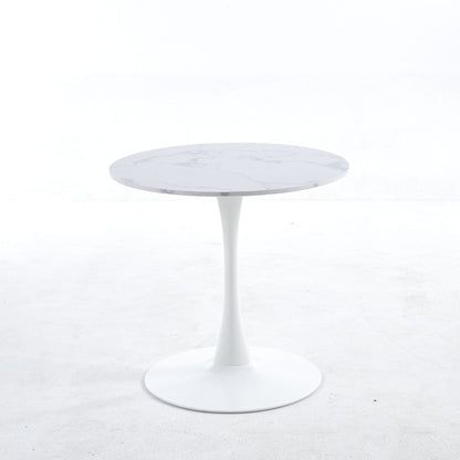 Tulip Special Dining Table with Round Marble Top in white with pedestal base by HouseOfZazla on Tampa Home & Garden Store