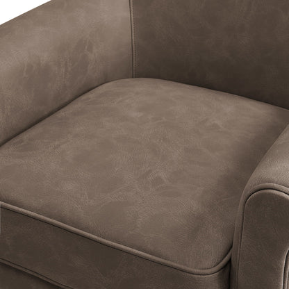 Westly Swivel Accent Chair brown faux leather upholstery close-up showing center seam on Tampa Home & Garden Store