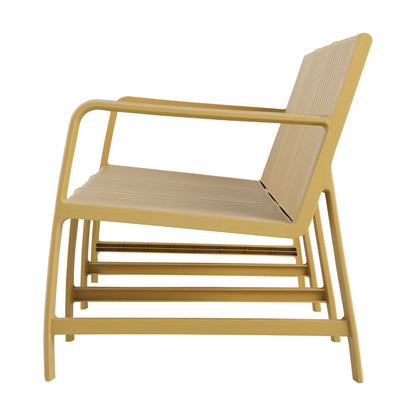 Waterproof two-piece orange outdoor chair set by HouseOfZazla with slatted back on Tampa Home & Garden Store