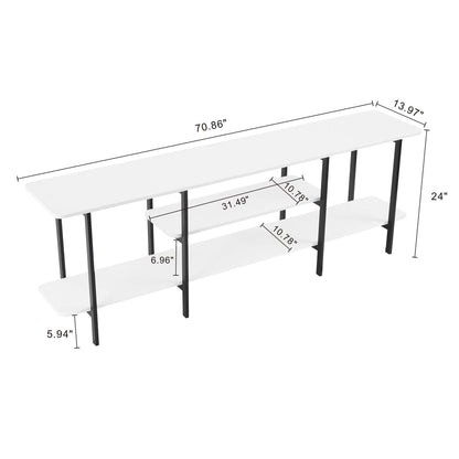 Celine 3-Shelf Console Table with wood veneer top and black metal legs on Tampa Home & Garden Store